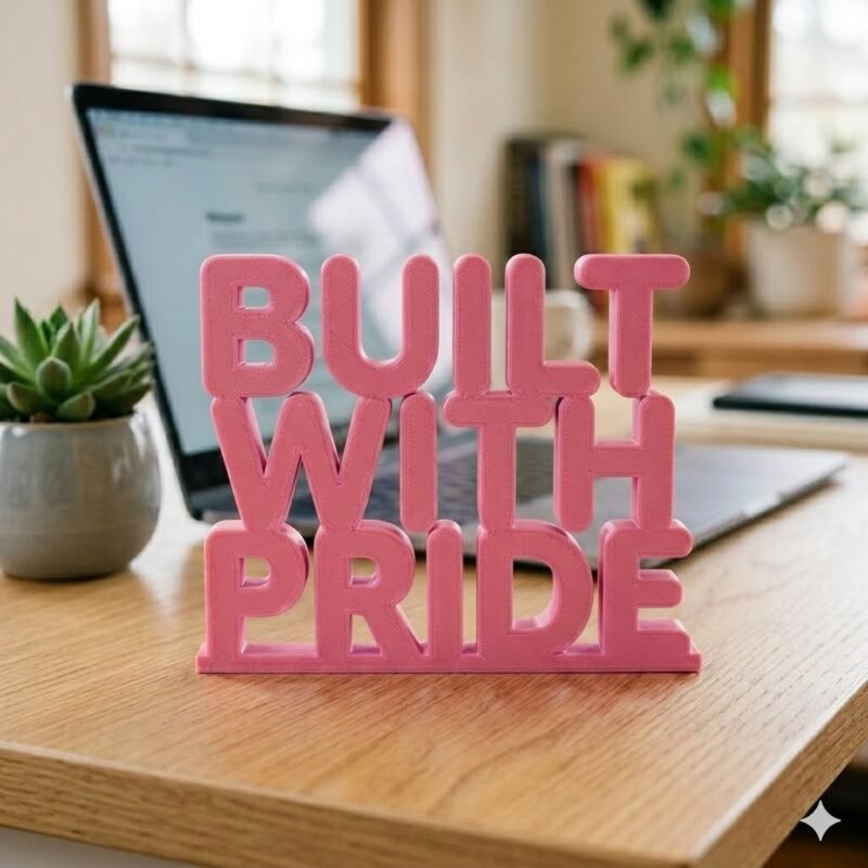 Built With Pride 3D Printed Desk Sign for Office & Corporate Gifts - Image 8