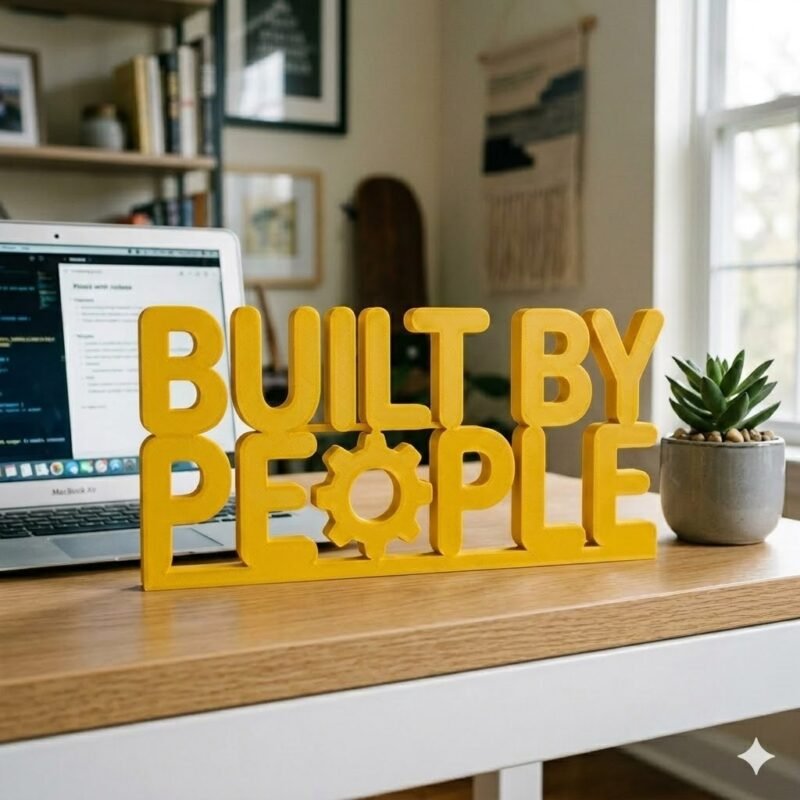 Built By People 3D Printed Desk Sign for Office & Corporate Workspace Decor - Image 8