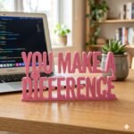 You Make A Difference 3D Printed Desk Sign for Employee Appreciation & Corporate Office Gifts - Image 4