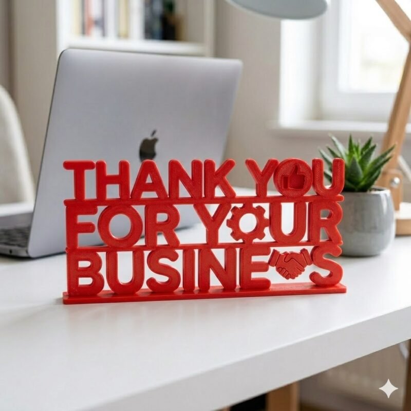 Thank You For Your Business 3D Printed Desk Sign for Office & Business Decor - Image 7