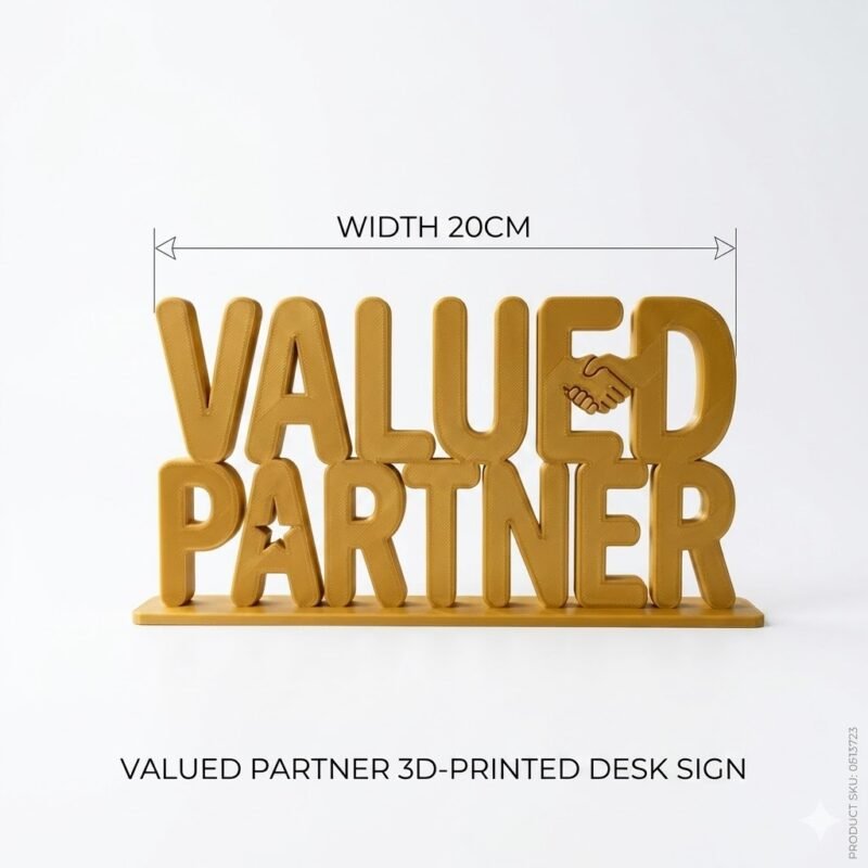 Valued Partner 3D Printed Desk Sign for Office Reception & Business Decor - Image 5