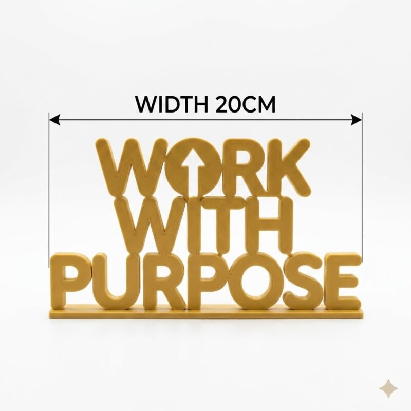 Work With Purpose 3D Printed Office Desk Sign | Motivational Corporate Gift - Image 2