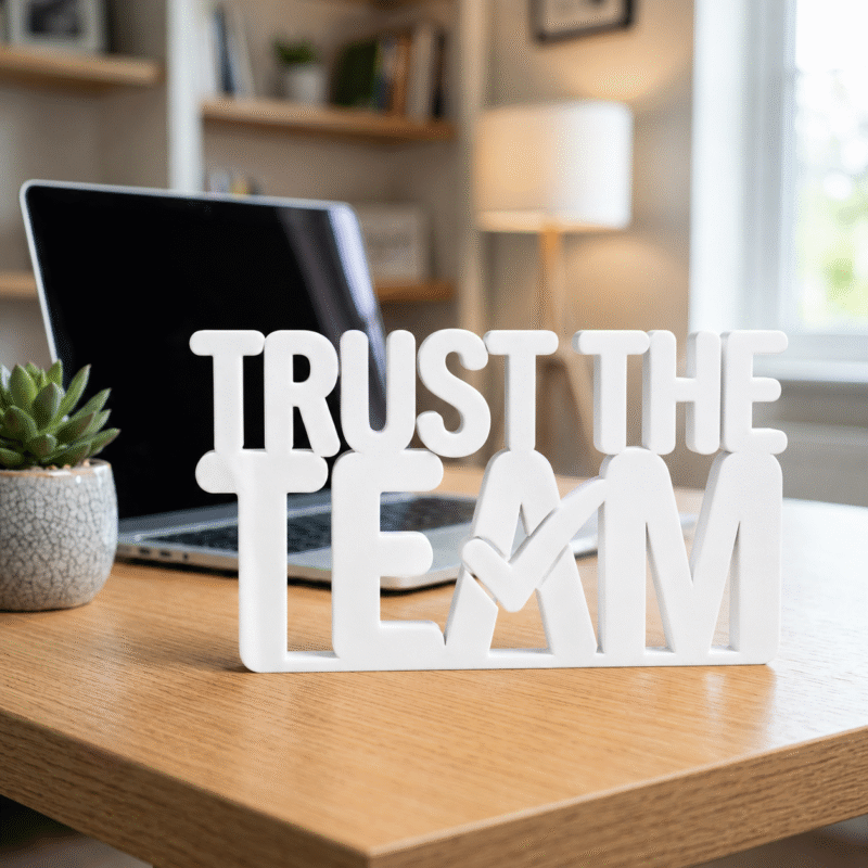 Trust The Team 3D Printed Desk Sign for Office & Corporate Gifts - Image 2