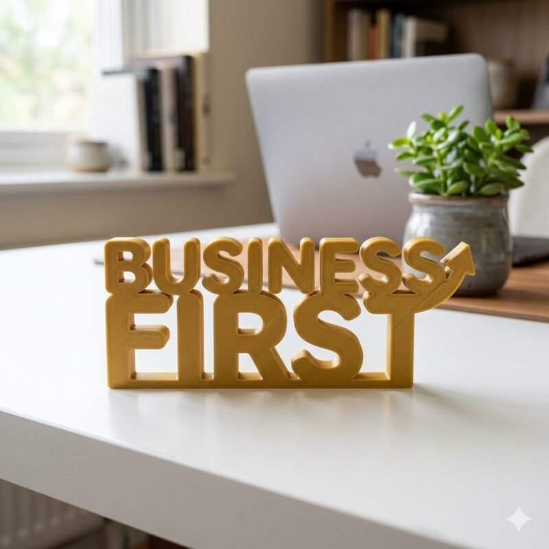 Business First 3D Printed Desk Sign for Office & Corporate Workspace - Image 9
