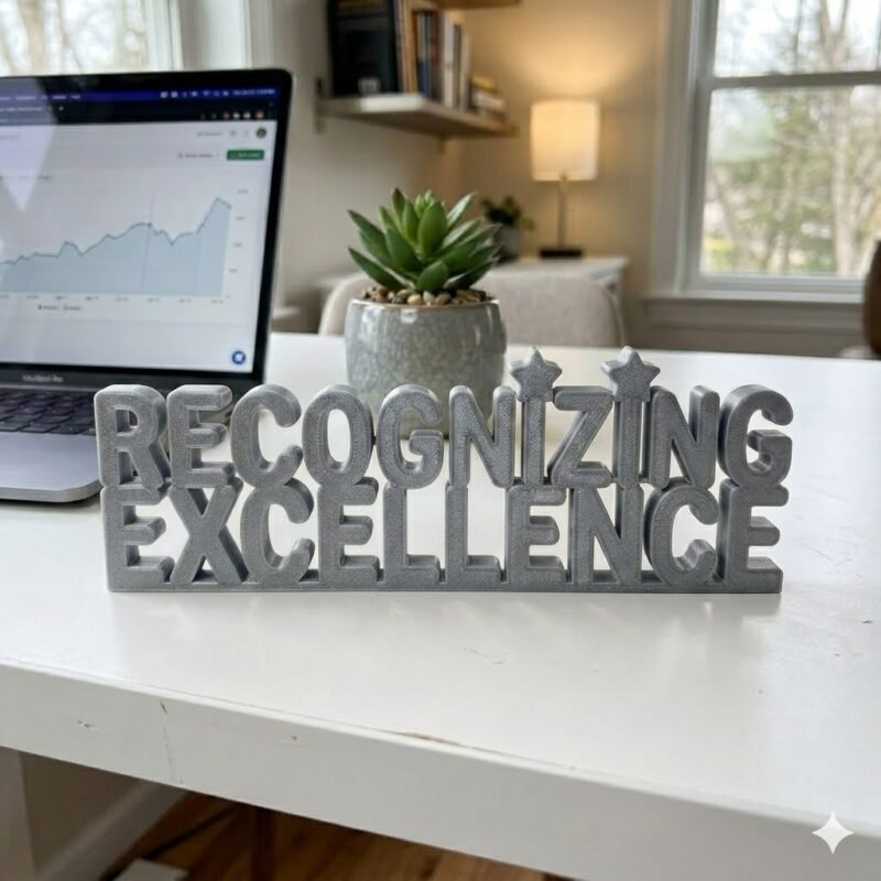 Recognizing Excellence 3D Printed Desk Sign for Office & Workspace Decor - Image 6