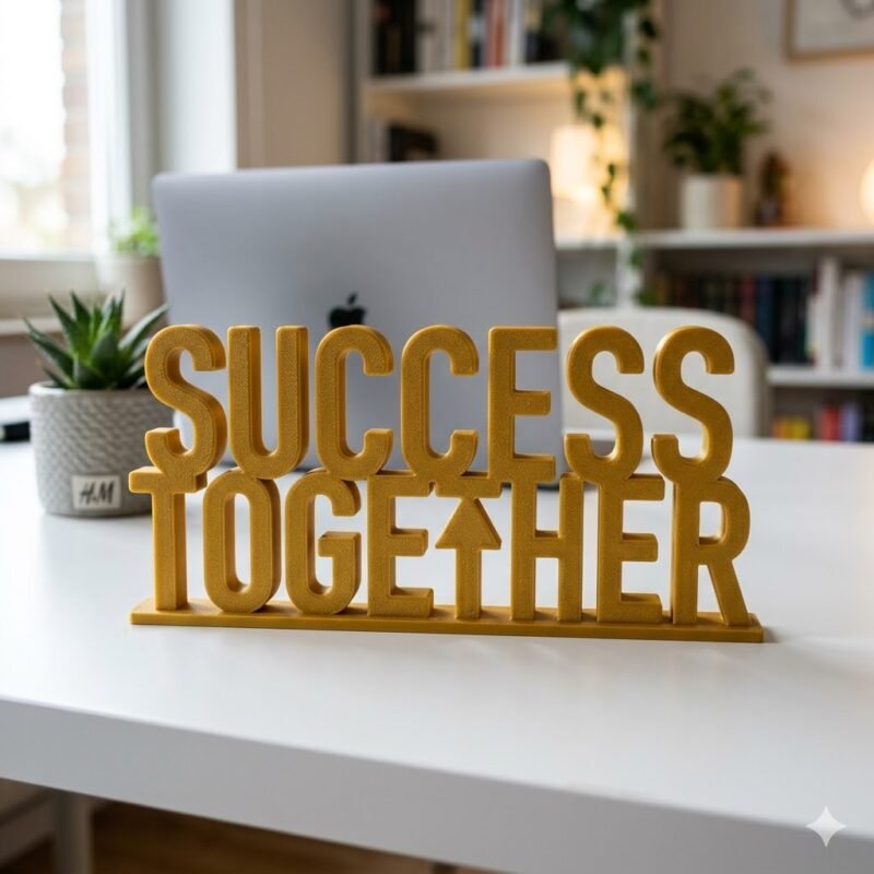 Success Together 3D Printed Desk Sign for Office & Team Workspace Decor - Image 9
