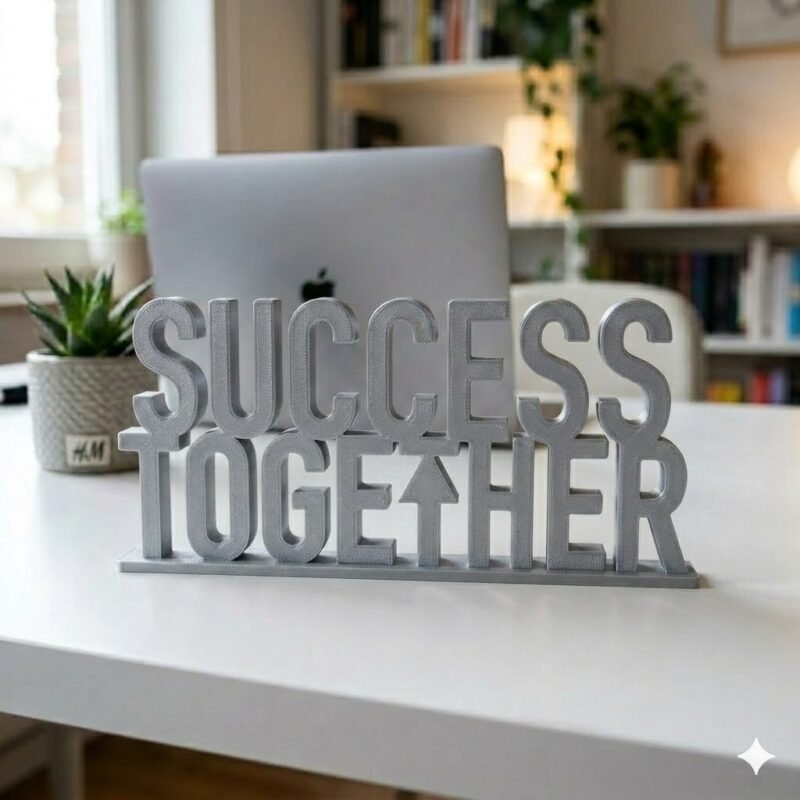 Success Together 3D Printed Desk Sign for Office & Team Workspace Decor - Image 5