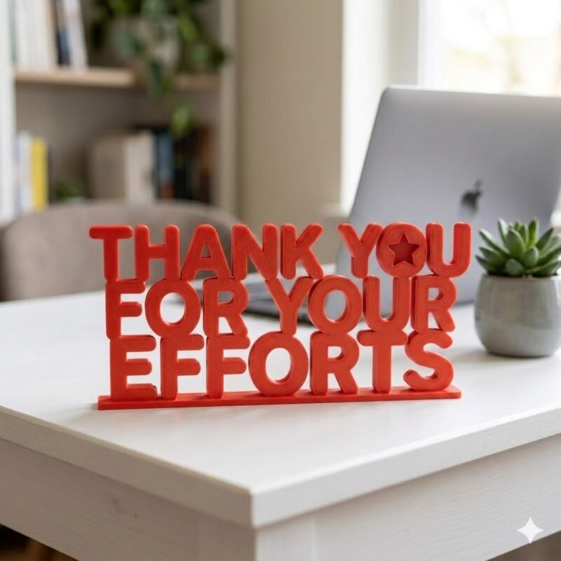 Thank You For Your Efforts 3D Printed Corporate Appreciation Desk Sign Gift - Image 3