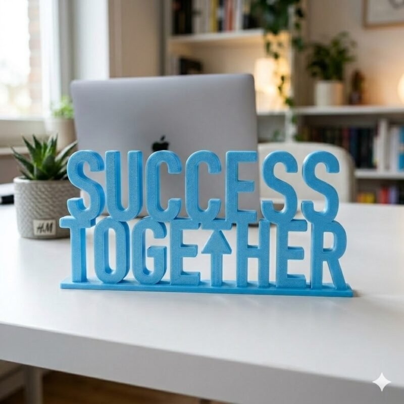 Success Together 3D Printed Desk Sign for Office & Team Workspace Decor - Image 7