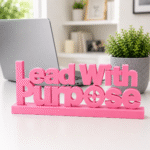 Lead With Purpose 3D Printed Desk Sign | Modern Leadership Decor