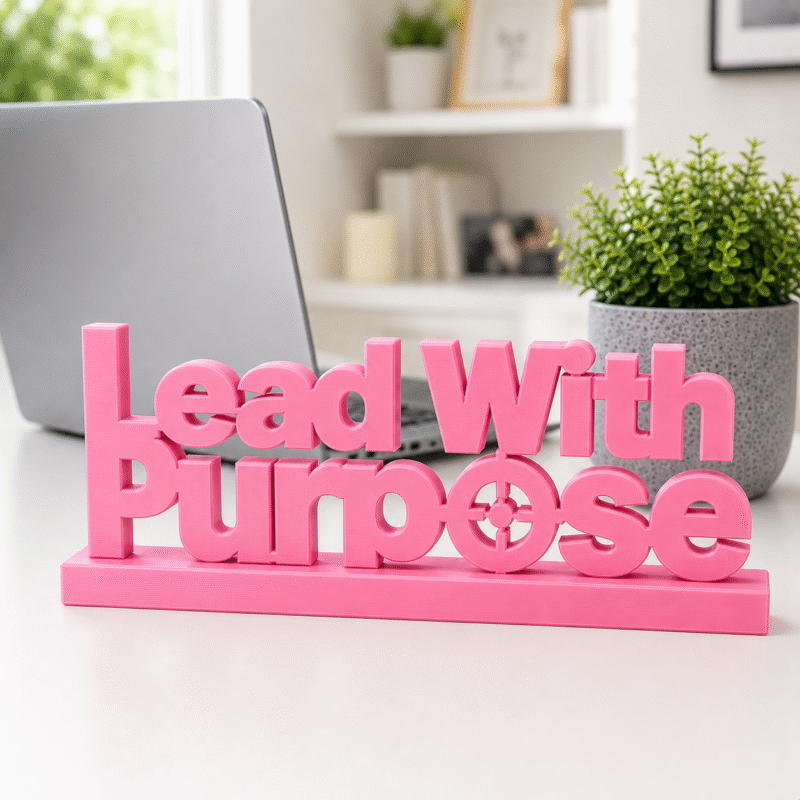 Lead With Purpose 3D Printed Desk Sign | Modern Leadership Decor