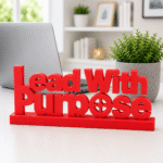 Lead With Purpose 3D Printed Desk Sign | Modern Leadership Decor