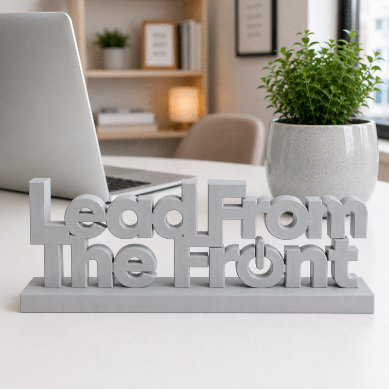 Lead From The Front 3D Printed Desk Sign | Executive Leadership Decor