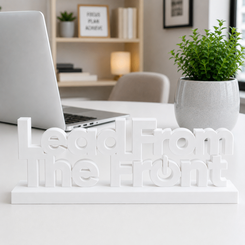 Lead From The Front 3D Printed Desk Sign | Executive Leadership Decor
