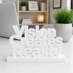 Vision Creates Reality 3D Printed Desk Sign | Creative Office Decor