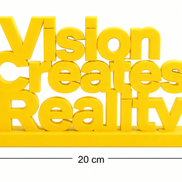Vision Creates Reality 3D Printed Desk Sign | Creative Office Decor