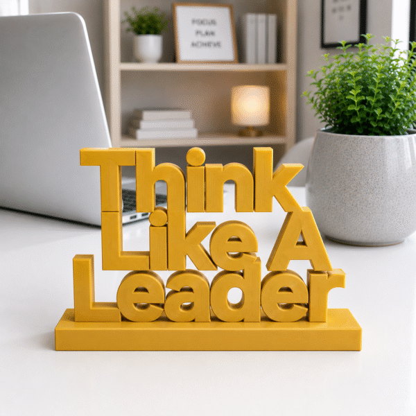 Think Like A Leader 3D Printed Desk Sign | Modern Leadership Decor