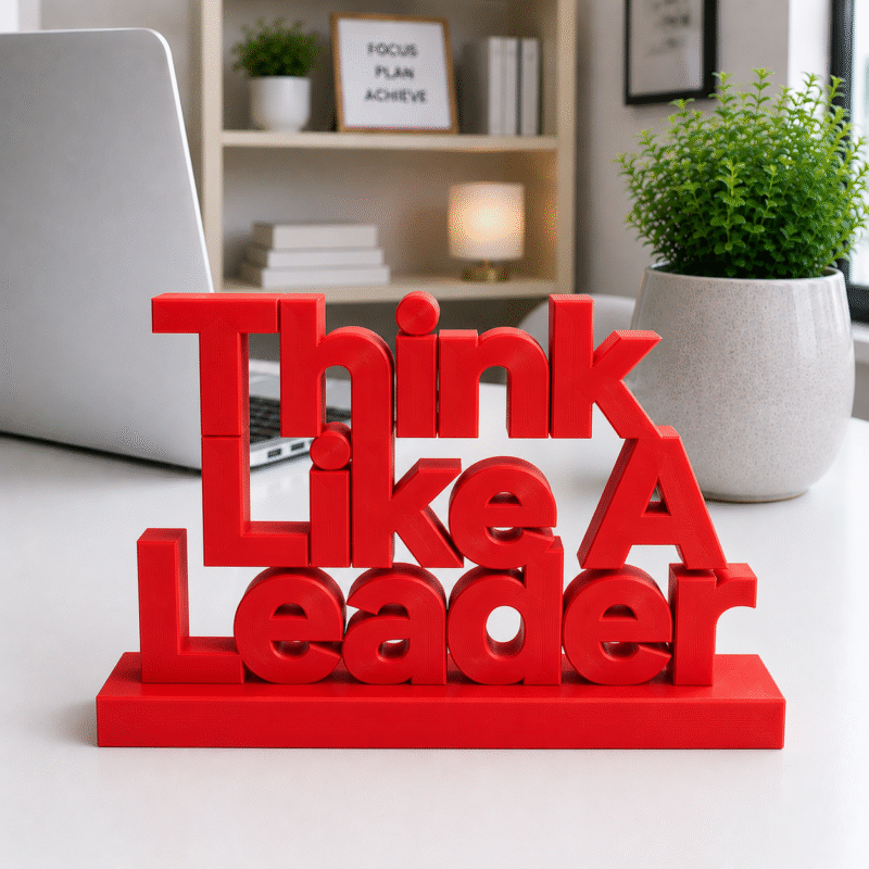Think Like A Leader 3D Printed Desk Sign | Modern Leadership Decor