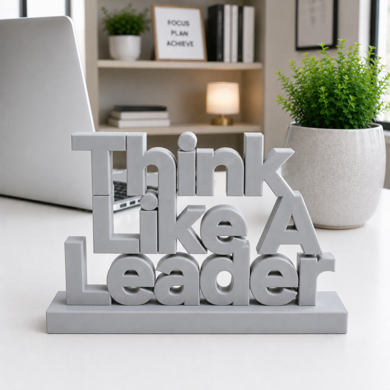 Think Like A Leader 3D Printed Desk Sign | Modern Leadership Decor