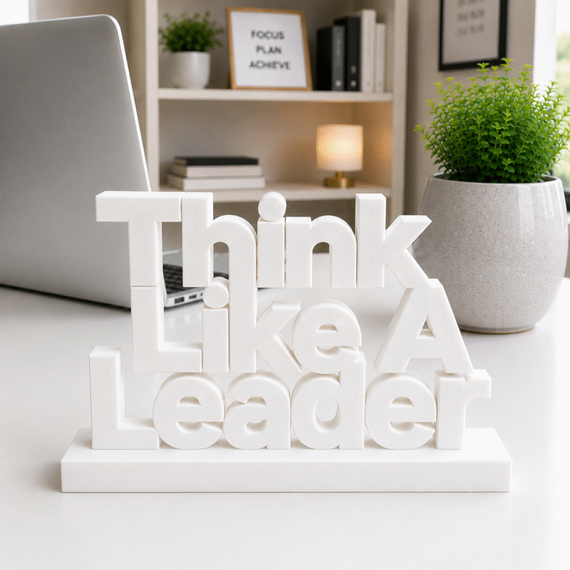 Think Like A Leader 3D Printed Desk Sign | Modern Leadership Decor