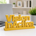Vision In Action 3D Printed Desk Sign | Productivity & Execution Decor