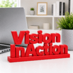 Vision In Action 3D Printed Desk Sign | Productivity & Execution Decor