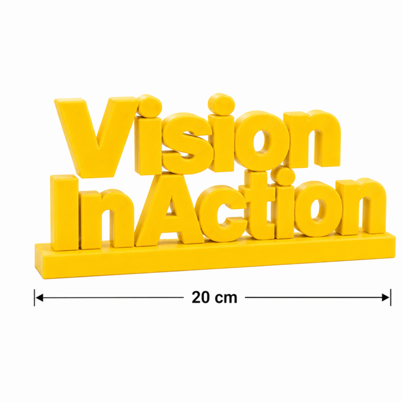 Vision In Action 3D Printed Desk Sign | Productivity & Execution Decor