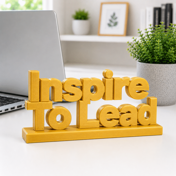 Inspire To Lead 3D Printed Desk Sign | Modern Leadership Decor