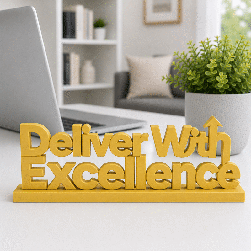 Deliver With Excellence 3D Printed Sign | Premium Corporate Gift