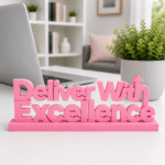Deliver With Excellence 3D Printed Sign | Premium Corporate Gift