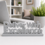 Deliver With Excellence 3D Printed Sign | Premium Corporate Gift