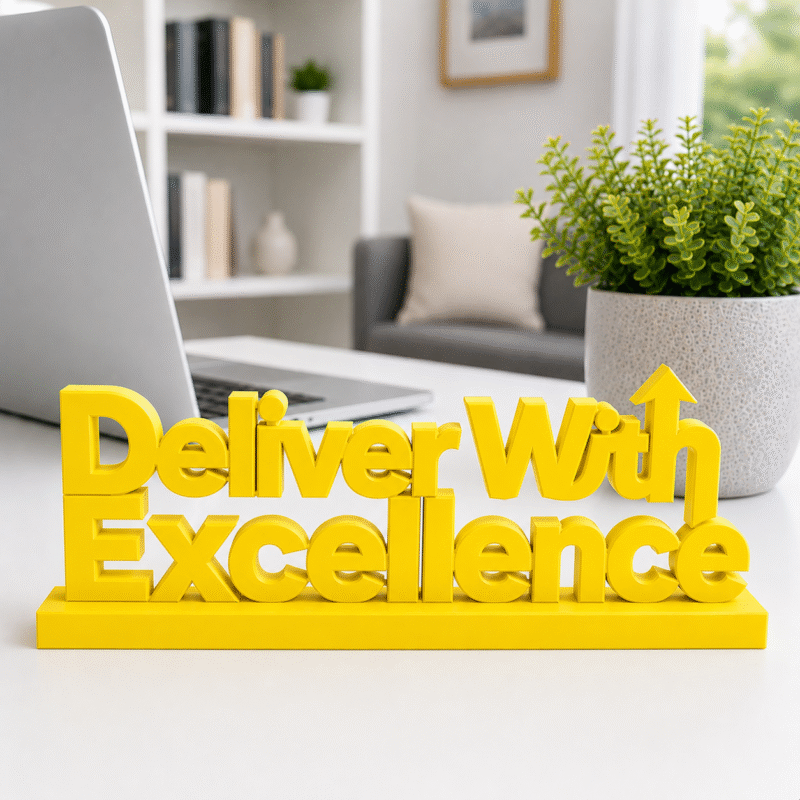 Deliver With Excellence 3D Printed Sign | Premium Corporate Gift
