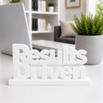 Energy meets execution. This bold yellow, 3D-printed "Results Driven" desk plaque is designed for high-velocity teams that live by their KPIs. Ideal for sales floors, marketing agencies, and software development sprints, this premium sign adds a splash of motivation and modern tech style to any workstation.