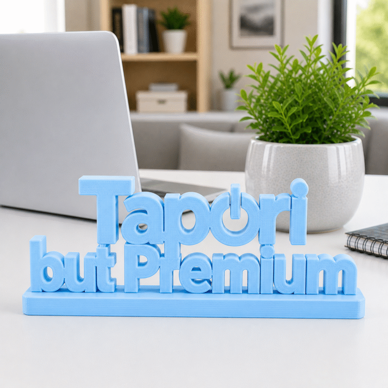Upgrade your vibe with the "Tapori But Premium" 3D printed desk sign. A high-quality, matte-finish decor piece perfect for offices, gaming setups, and creative workspaces. - Image 8