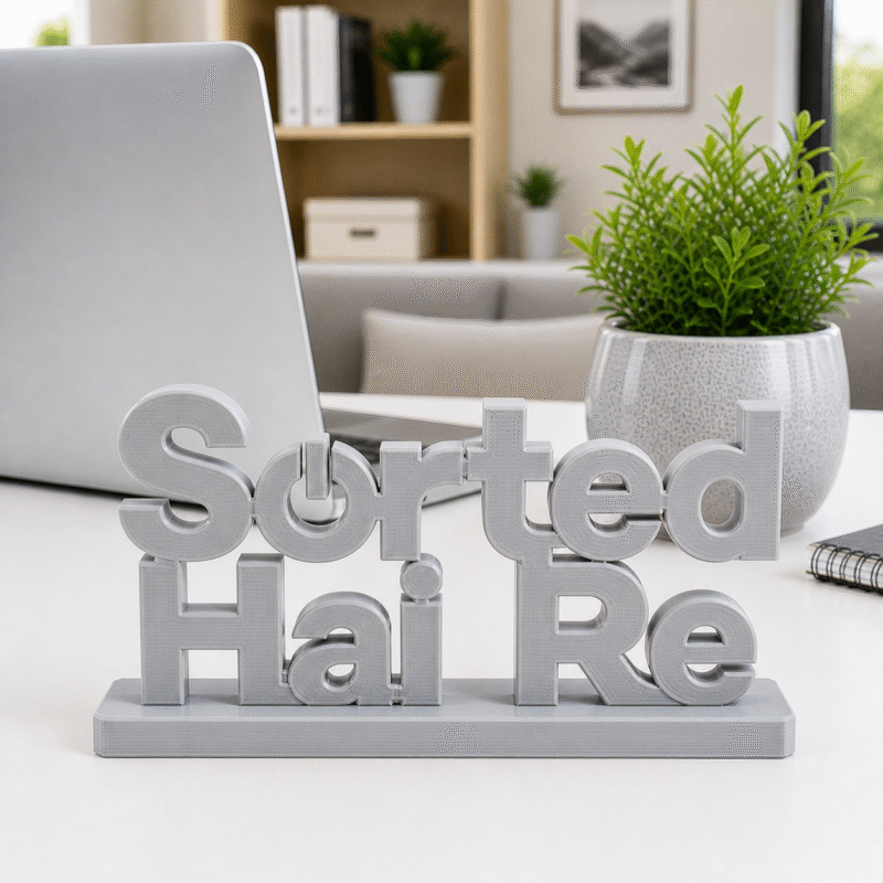 "Sorted Hai Re" 3D Printed Desk Sign, Fun Office Decor, Motivational Workspace Accessory, Unique Gift for Students, Creative Professionals, Home Office, Gaming Setup, Study Table, IT Hubs - Image 6