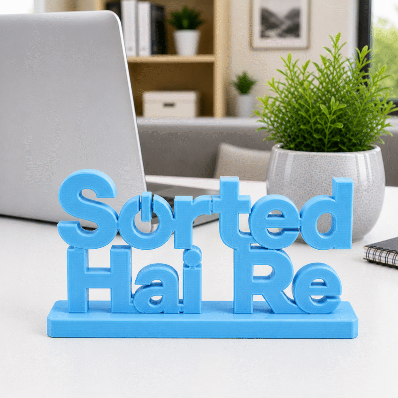 "Sorted Hai Re" 3D Printed Desk Sign, Fun Office Decor, Motivational Workspace Accessory, Unique Gift for Students, Creative Professionals, Home Office, Gaming Setup, Study Table, IT Hubs - Image 7