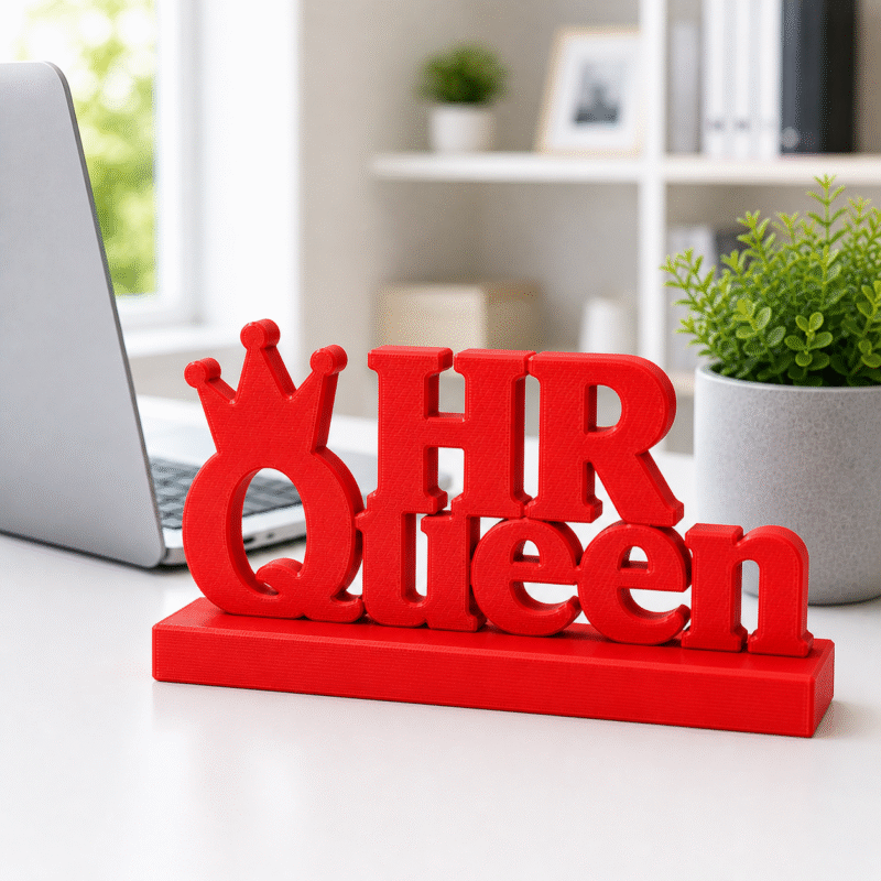 HR Queen, 3D printed desk sign