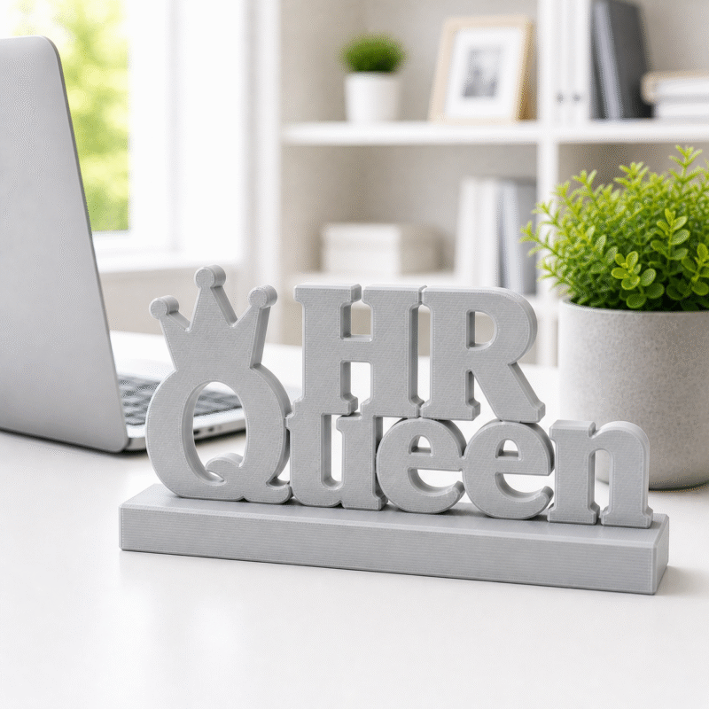 HR Queen, 3D printed desk sign