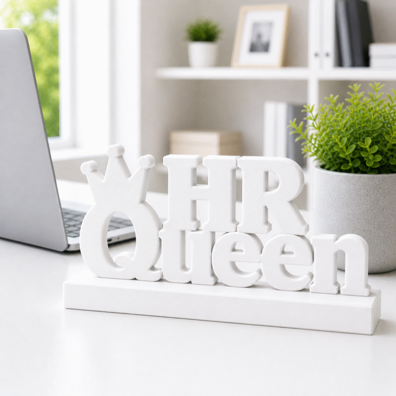 HR Queen, 3D printed desk sign