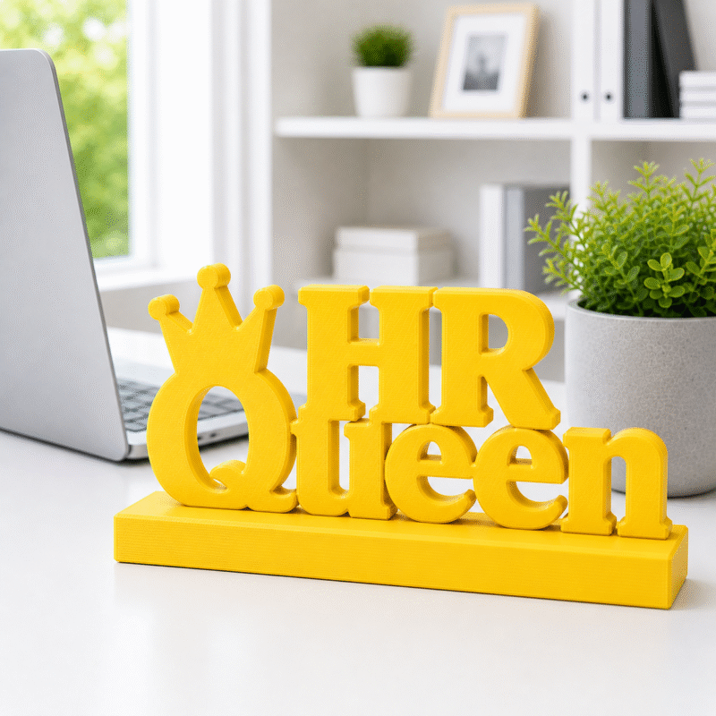 HR Queen, 3D printed desk sign