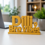 Dilli Bro Vibes" 3D-printed desk decor.