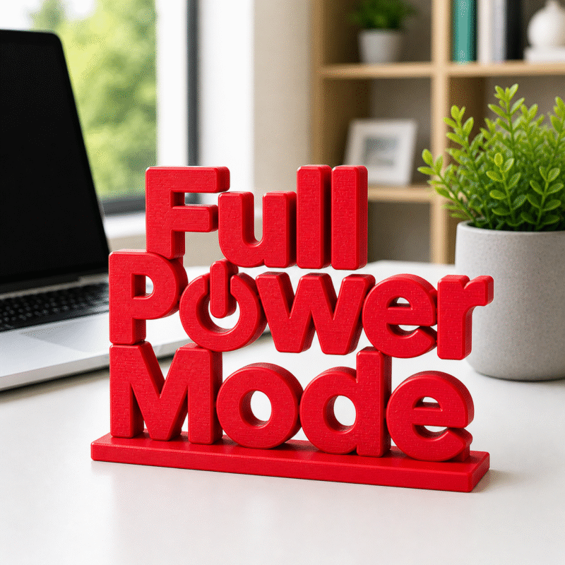 Full Power Mode 3D Printed Desk Sign