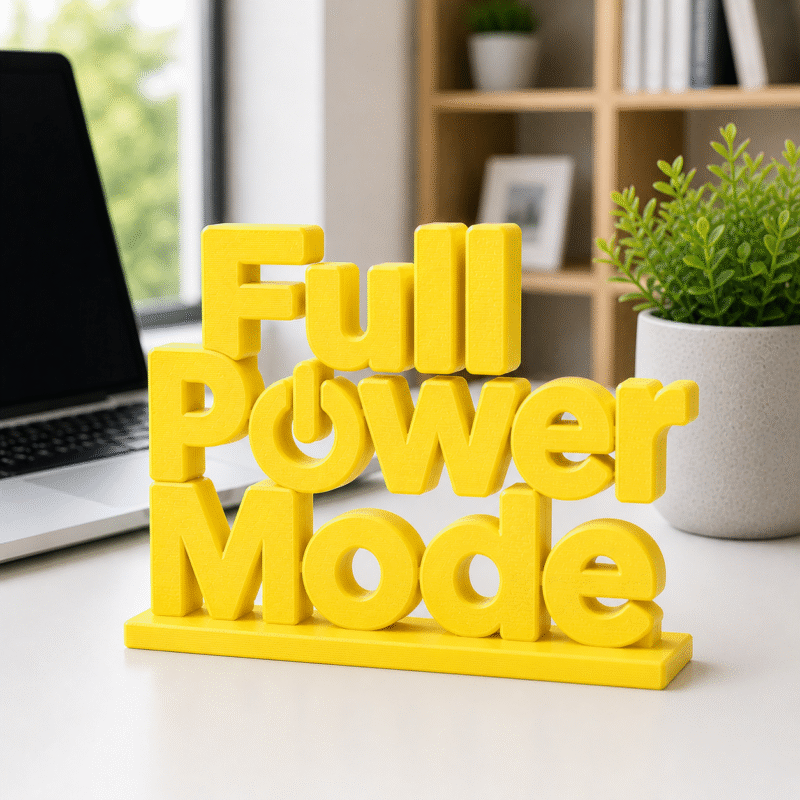 Full Power Mode 3D Printed Desk Sign