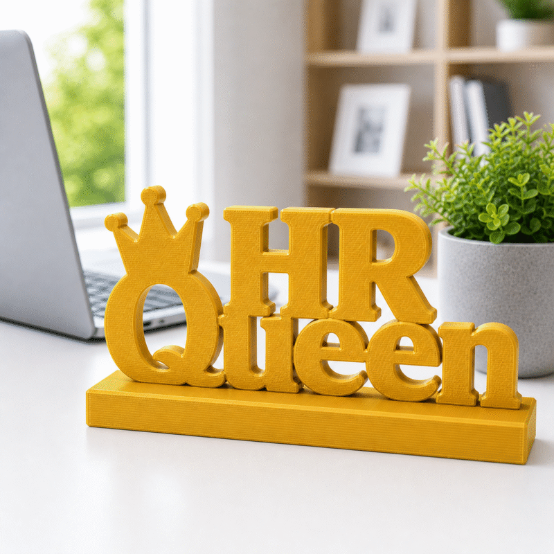 HR Queen, 3D printed desk sign
