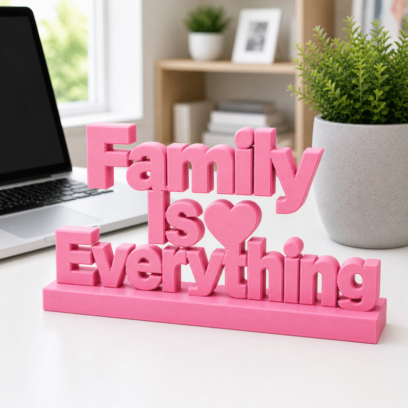 "Family Is Everything" 3D Printed Desk Sign