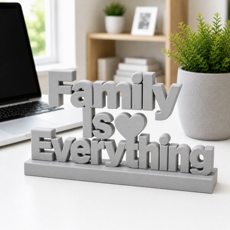 "Family Is Everything" 3D Printed Desk Sign