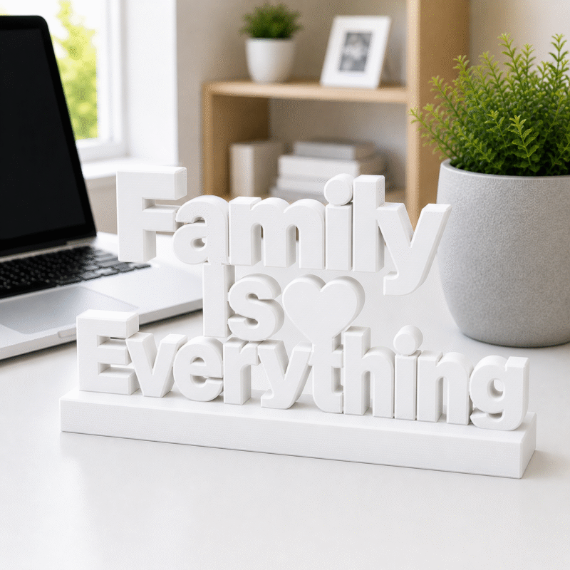 "Family Is Everything" 3D Printed Desk Sign