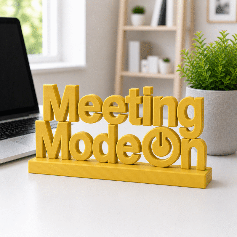 Custom 3D Printed "Meeting Mode On" Desk Sign | Office Decor