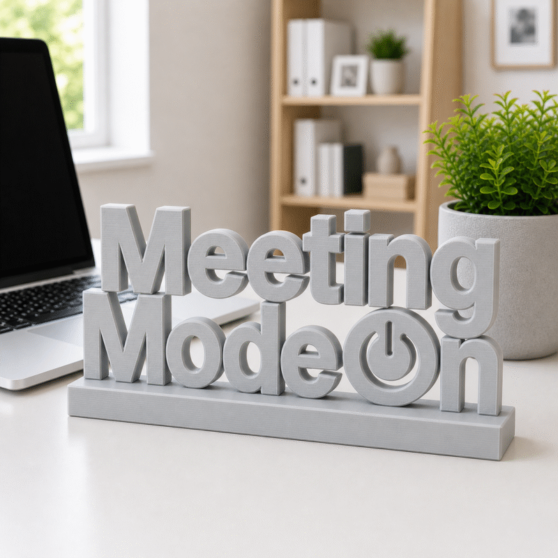 Custom 3D Printed "Meeting Mode On" Desk Sign | Office Decor