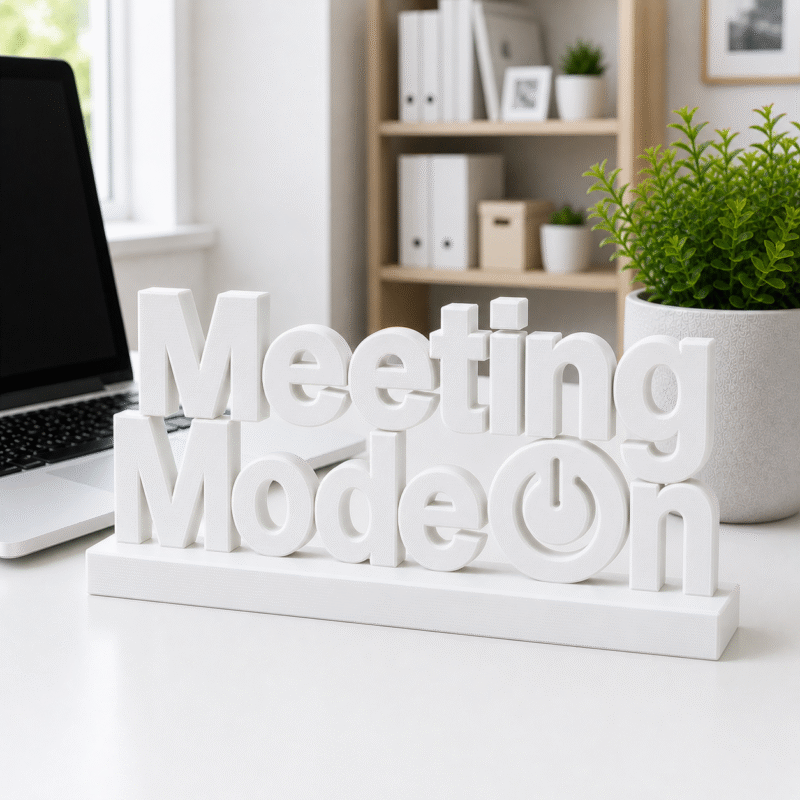 Custom 3D Printed "Meeting Mode On" Desk Sign | Office Decor
